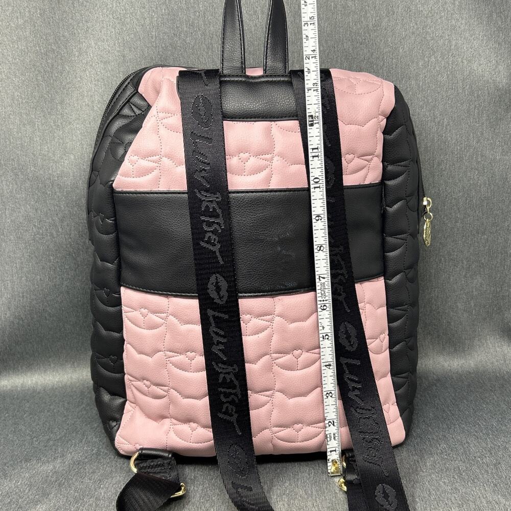 Luv Betsey Johnson Lorene Quilted Cat Face Pink Black Backpack with Crossbody - Picture 6 of 15